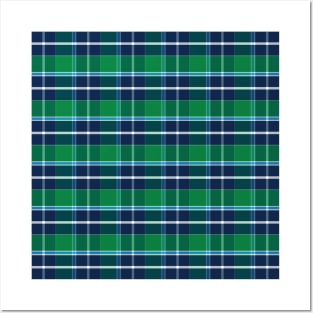 Green, Navy, Aqua, White Preppy Plaid Posters and Art